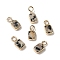 Natural Dalmatian Jasper Rectangle Charms, with Golden Tone Brass Edge, 9.5x5x2.5mm, Hole: 2mm