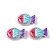Handmade Lampwork Beads, Fish, with Enamel, Dark Turquoise, 20x13x5.5mm, Hole: 1.4mm
