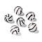 Handmade Transparent Lampwork Beads, Round with Stripe, White, 10mm, Hole: 1.4mm