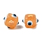 Resin Evil Eye European Beads, Large Hole Bead, Cube, Orange, 11x8x8mm, Hole: 4mm
