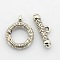 Tibetan Style Alloy Ring Toggle Clasps, Antique Silver, Ring: 25x20x4mm, Hole: 2mm, Bar: 27x9x4mm, Hole: 2mm