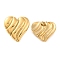 Ion Plating(IP) 304 Stainless Steel Stud Earrings, Heart with Stripe, Real 14K Gold Plated, 24x24mm