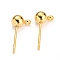 304 Stainless Steel Ball Post Stud Earring Findings, with Loop and 316 Surgical Stainless Steel Pin, Real 18k Gold Plated, Real 18K Gold Plated, 16x8x5mm, Hole: 1.6mm, Pin: 0.7mm