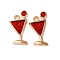 Alloy Enamel Pendants, Goblet Charm, Light Gold, Red, 20x11.5x2mm, Hole: 1.6mm