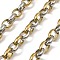 304 Stainless Steel Rolo Chains, Unwelded, with Spool, Ion Plating(IP), Golden & Stainless Steel Color, 10.5x8x3.5mm