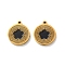 Ion Plating(IP) 304 Stainless Steel Enamel Charms, Flat Round Charm, Real 18K Gold Plated, Flower, 12.5x11x1.5mm, Hole: 1mm