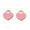 201 Stainless Steel Charms, with Enamel, Heart, Golden, Hot Pink, 12x10.5x1.5mm, Hole: 2mm