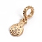 Brass European Dangle Charms, with Clear Cubic Zirconia, Large Hole Pendants, Ladybird/Ladybug, Golden, 20.5mm, Hole: 4.5mm, Ladybird: 12.5x7.5x0.5mm