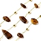 Handmade Nuggest Glass Beaded Chains, Soldered, with Rack Plating Brass Findings, Long-Lasting Plated, Lead Free & Cadmium Free, with Spool, Real 18K Gold Plated, Saddle Brown, 5~14x2.5~6x4~7mm