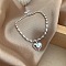 Heart Brass Charm Bracelets for Women, Silver, 6-1/4 inch(16cm)