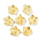 Transparent Spray Painted Frosted Glass Beads, with Glitter Power, Star, Gold, 8x8x4mm, Hole: 1mm