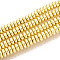 Electroplate Non-magnetic Synthetic Hematite Bead Strands, Rondelle, Golden Plated, 6x3mm, Hole: 1mm, about 125~133pcs/strand, 15.7 inch