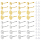 320Pcs 4 Style Flat Round Brass Stud Earring Settings, with 500Pcs Plastic Ear Nuts, Platinum & Golden, 12mm, Tray: 4~6mm, 80Pcs/style