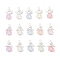 Alloy Acrylic Angel Pendants, with Glass  Imitation Pearl Round Beads, Silver, Mixed Color, 30.5~33x20~22.5x8mm, Hole: 3.5mm, 3 styles, 5pcs/style, 15pcs