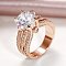 Brass Micro Pave Cubic Zirconia Finger Rings for Women, Round, Rose Gold, US Size 8(18.1mm)
