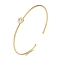 Rack Plating Brass Micro Pave Clear Cubic Zirconia Letter Open Cuff Bangles, Torque Bangles for Women, Real 18K Gold Plated, Lead Free & Cadmium Free, Letter O, Inner Diameter: 1-7/8x2-1/4 inch(4.8x5.8cm)