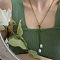 Glass Seed Beaded Lariat Necklaces with Flower, Olive, 29.33 inch(74.5cm)