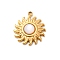 304 Stainless Steel Pave Natural Shell Sun Ray Charms, Ion Plating(IP), Real 14K Gold Plated, 14x12x3.5mm, Hole: 1.1mm