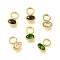 304 Stainless Steel Micro Pave Rhinestonea Pendants, Oval Charm, Real 14K Gold Plated, Ion Plating(IP), Mixed Color, 7x5x1.5mm, Hole: 2.3mm