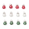 12Pcs 3 Colors Baking Painted Pearlized Glass Pearl Beads Pendants, Round, with Brass and Iron Findings, Mixed Color, 13~13.5x8mm, Hole: 2.5mm, 4pcs/color