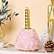 Natural Rose Quartz and Metal Candlestick Ornaments, Candle Holders, 10~110x8.5cm