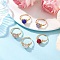 Handmade Polymer Clay Rhinestone Finger Rings for Women, Round, with Golden Eco-Friendly Copper Wire, Mixed Color, 9.5mm, US Size 8 1/2(18.5mm)