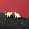 Stainless Steel Stud Earrings, Cat Shape, Golden, 7x12mm