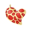 304 Stainless Steel Pendants, with Enamel, Heart Charm, Golden, FireBrick, 25x24x4mm, Hole: 2mm