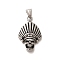 304 Stainless Steel Pendants, Skull Charm, Antique Silver, 36x23.5x6.5mm, Hole: 8.8x5mm