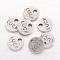 Flat Round Carved Word Luck Tibetan Style Alloy Message Charms, Cadmium Free & Lead Free, Antique Silver, 9x1mm, Hole: 1.5mm