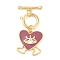 Brass Micro Pave Clear Cubic Zirconia Toggle Clasps, with Enamel, Heart with Eye, Real 18K Gold Plated, Heart: 34mm, Pendant: 18x16x2.5mm, Hole: 1mm, Bar: 18x4.5x3mm, Hole: 1.2mm