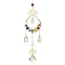 7 Chakra Gemstone & Lotus Moon Hanging Ornaments, Glass Leaf Teardrop Tassel Suncatchers for Home Garden Decorations, Golden, 290mm
