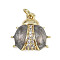 Brass Micro Pave Clear Cubic Zirconia Pendants, Ladybug, with Enamel, Cadmium Free & Lead Free, Long-Lasting Plated, Real 18K Gold Plated, with Jump Ring, Gray, 16x16x5mm, Hole: 3mm