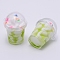 Resin Bubble Tea Pendants, with Plastic Cup, Imitation Food, Yellow Green, 34x27mm, Hole: 1mm