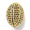 Rack Plating Brass Micro Pave Cubic Zirconia Beads, Long-Lasting Plated, Lead Free & Cadmium Free, Hollow Oval, Real 18K Gold Plated, 20x15mm, Hole: 2.4mm