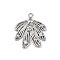 Brass Pave Clear Cubic Zirconia Pendants, Long-Lasting Plated, Leaf Charms, Platinum, 19.5x17x3mm, Hole: 1.4mm