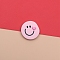 Opaque Cute Resin Cabochons, Smiling Face Cabochons, Flat Round Shape, Pink, 23mm