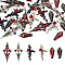 24Pcs 6 Styles Alloy Enamel Pendants, with Rhinestone, Cross, Mixed Color, 26~47.5x11~23x3~5.5mm, Hole: 1.2~2mm, 4pcs/style