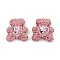Handmade Polymer Clay Rhinestone Beads, Bear Disco Ball Beads, Light Rose, 31x28x13mm, Hole: 1.6mm