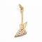 Rack Plating Brass Micro Pave Clear Cubic Zirconia Pendants, Cadmium Free & Nickel Free & Lead Free, Long-Lasting Plated, with Jump Ring, Guitar, Real 18K Gold Plated, 27x10x2mm, Jump Ring: 5x1mm, Inner Diameter: 3mm