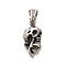 304 Stainless Steel Pendants, Skull Charm, Antique Silver, 31.5x16x6mm, Hole: 10.5x8mm