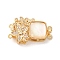 Brass Micro Pave Clear Cubic Zirconia Box Clasps, with Shell, Flower, 2-Strand, 4-Hole, Real 18K Gold Plated, 23.5x14.7x6.3mm, Hole: 1mm