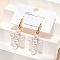 304 Stainless Steel Plastic Pearl Dangle Earrings, Cross, Ion Plating(IP), Real 18K Gold Plated, 39mm