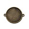 Tibetan Style Alloy Flat Round Cabochon Connector Settings, Cadmium Free & Nickel Free & Lead Free, Antique Bronze, Tray: 25mm, 34x27.5x2mm, Hole: 2mm, about 308pcs/1000g
