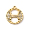 Rack Plating Brass Micro Pave Cubic Zirconia Pendant, Greek Alphabet, Real 18K Gold Plated, Letter Q, 14x16x1.5~1.6mm, Hole: 1.1mm