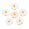 Natural Freshwater Shell Cabochons, with Yellow Enamel, Chrysanthemum Flower, White, 17.5x17.5x3mm