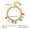 Fruit Series Red Strawberry Watermelon 304 Stainless Steel Enamel Charm Bracelets, Real 18K Gold Plated, 6-7/8 inch(17.5cm)