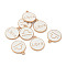 (Defective Closeout Sale: Yellowing) Alloy Enamel Pendants, Flat Round with Constellation, Libra, 21x17.5x2mm, Hole: 2mm