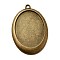 Vintage Tibetan Style Alloy Pendant Cabochon Settings, Plain Edge Bezel Cups, Cadmium Free & Nickel Free & Lead Free, Antique Bronze, Oval Tray: 40x30mm, 54x38x3mm, Hole: 3mm