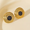 304 Stainless Steel Flat Round Stud Earrings, with Enamel, Golden, 23x22mm